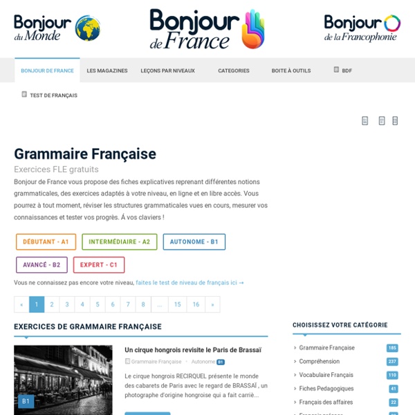 Apprendre le français – Cours et exercices gratuits avec Bonjour de France