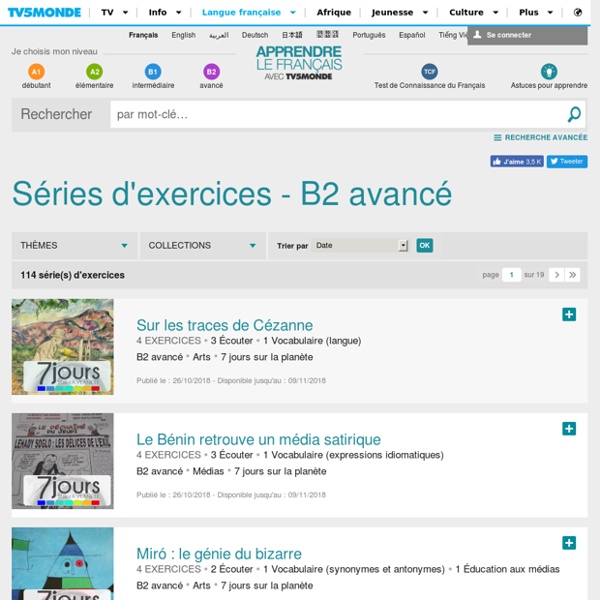 Apprendre le français (FLE) niveau avancé B2 gratuit - TV5MONDE