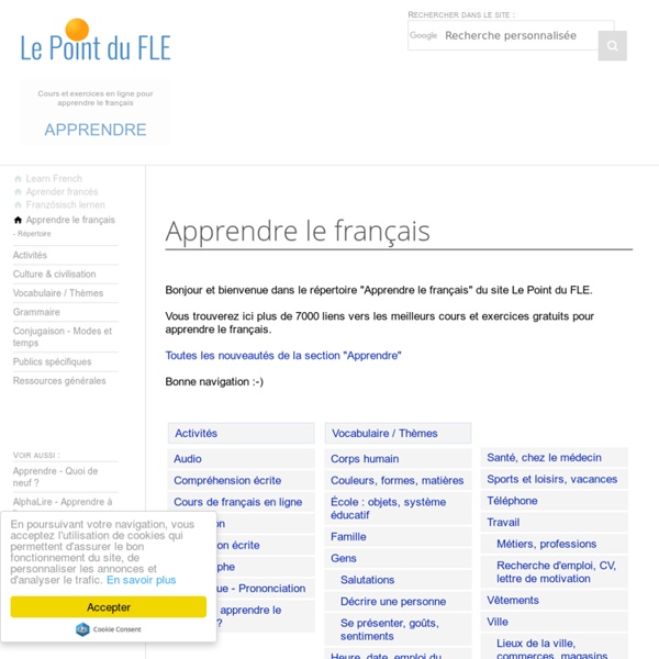 Le point du FLE : cours et exercices en ligne pour apprendre le français