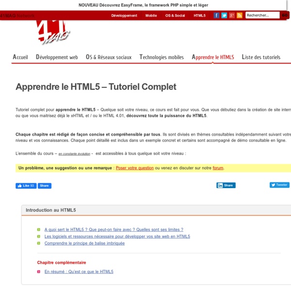 Apprendre le HTML5 – Tutoriel Complet  Pearltrees