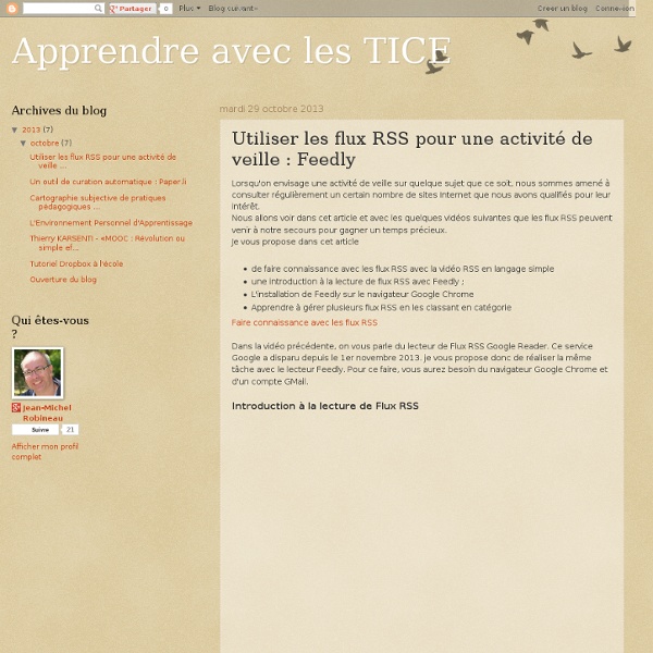 Utiliser les flux RSS pour une activité de veille : Feedly