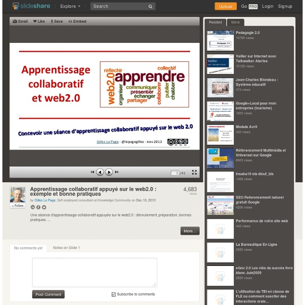 Apprentissage collaboratif appuyé sur le web2.0 : exemple et bonnes...