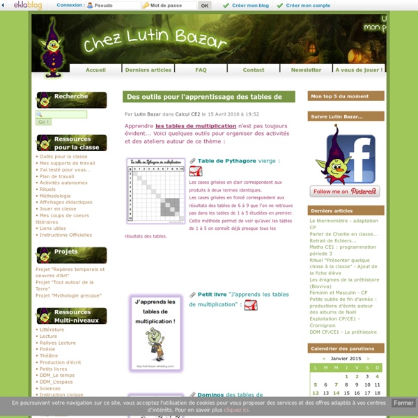 Des outils pour l'apprentissage des tables de multiplication en CE2