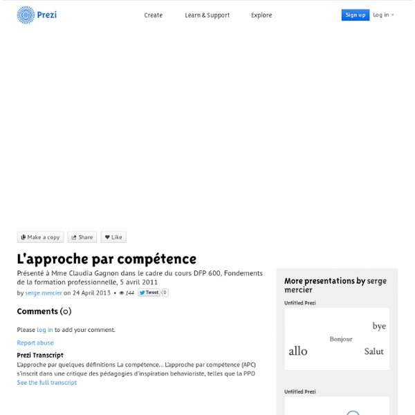 L'approche par compétence by serge mercier on Prezi