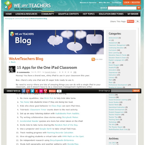 15 Apps for the One iPad Classroom
