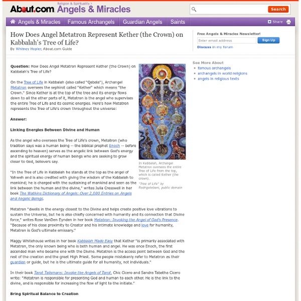 Angel – Archangel - Metatron - Tree of Life – Sephirot - Kabbalah - Qabala - Kether - Crown