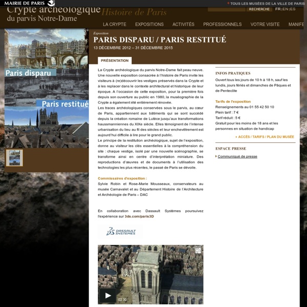Crypte archéologique du Parvis Notre-Dame - Musée Carnavalet - Histoire de la ville de Paris