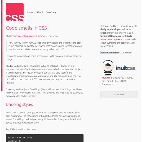 Code smells in CSS