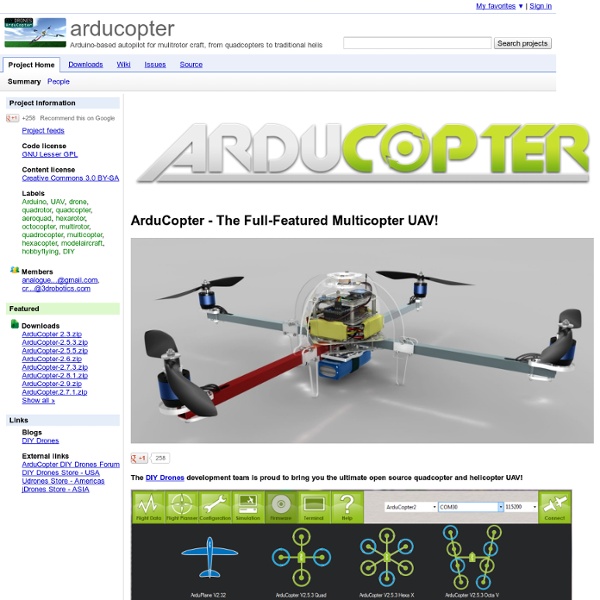 Arducopter - Arduino-based autopilot for mulitrotor craft, from quadcopters to traditional helis