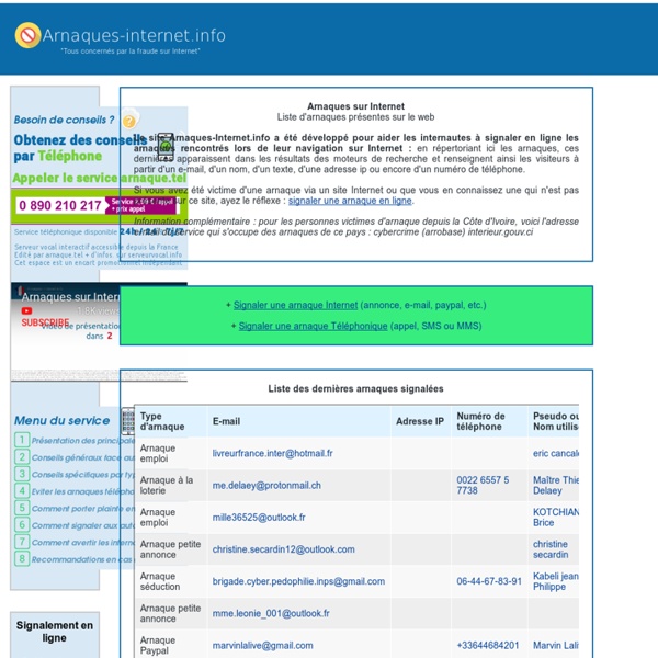 Arnaques-internet.info l signaler des Arnaques Internet