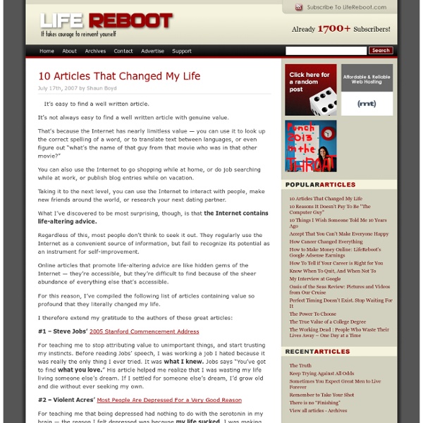 10 Articles That Changed My Life