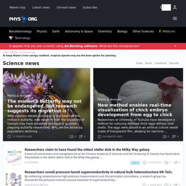 Phys.org - Science News, Technology, Physics, Nanotechnology, Space Science, Earth Science, Medicine