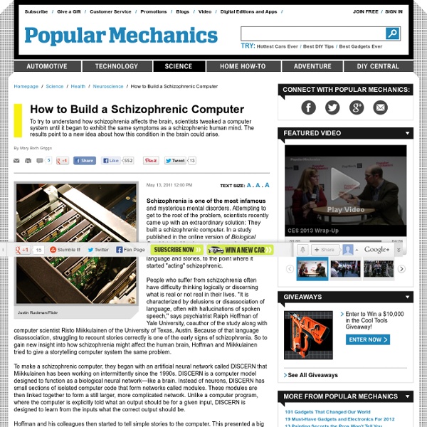 DISCERN Artificial Neural Network - How to Build a Schizophrenic Computer - Popular Mechanics - StumbleUpon
