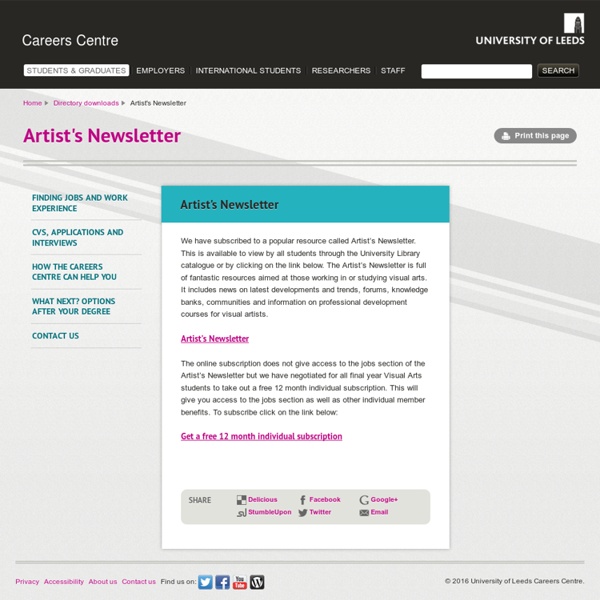 Artist's Newsletter - University of Leeds Careers Centre