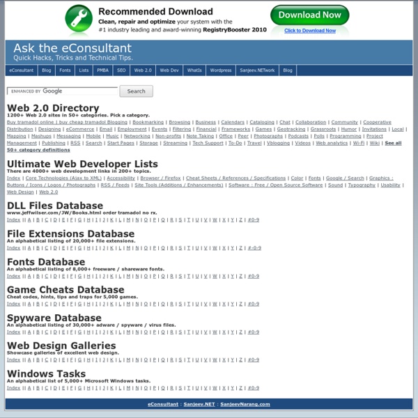 eConsultant : Ultimate Web Developer Lists, Web 2.0 Directory, Technical Tips and Lists