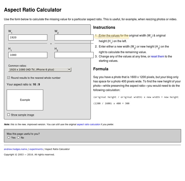 Aspect Ratio Calculator (ARC)