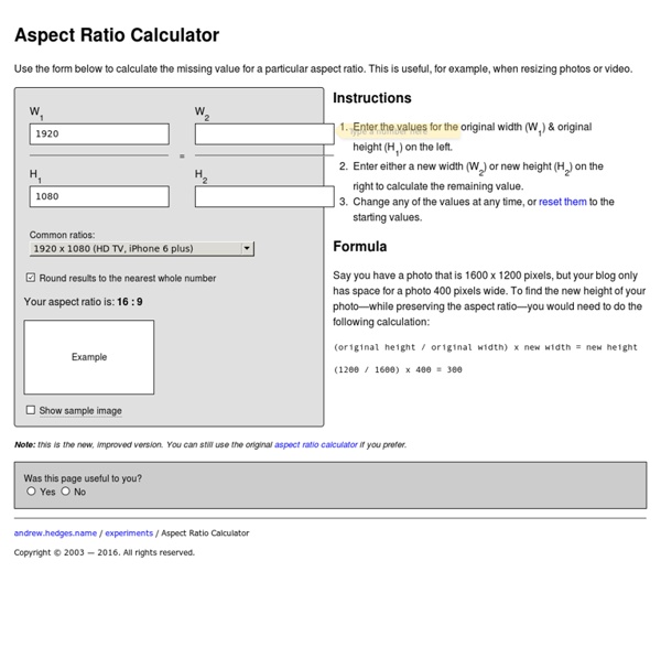 Photo image aspect Ratio Calculator (ARC)