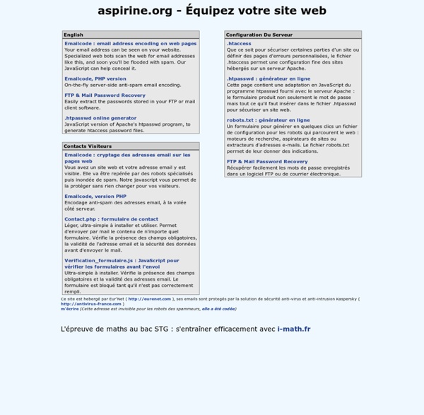 Aspirine.org - utilitaires pour sites web