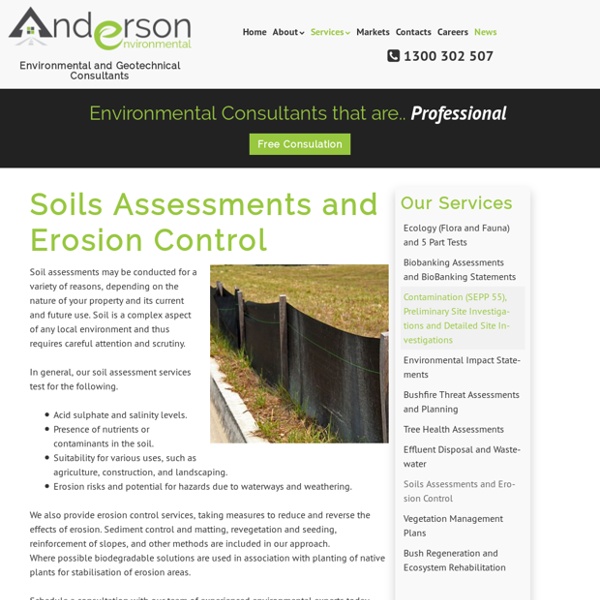 Soils Assessments and Erosion Control – Anderson Environmental