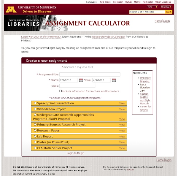 University of Minnesota Libraries - Assignment Calculator