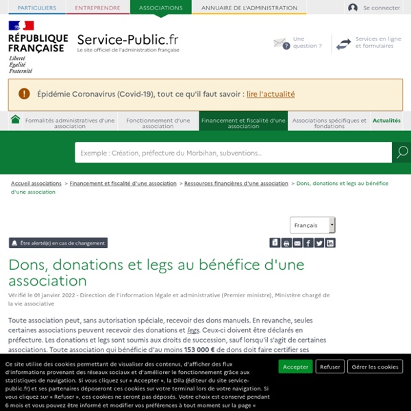 Dons, donations et legs au bénéfice d'une association - associations