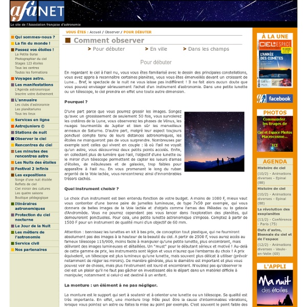 Débuter - Observer - Association Francaise d'Astronomie (AFA)