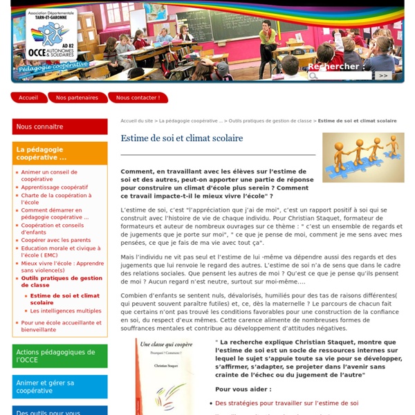 Estime de soi et climat scolaire - Site de l'Association Départementale du Tarn-et-Garonne