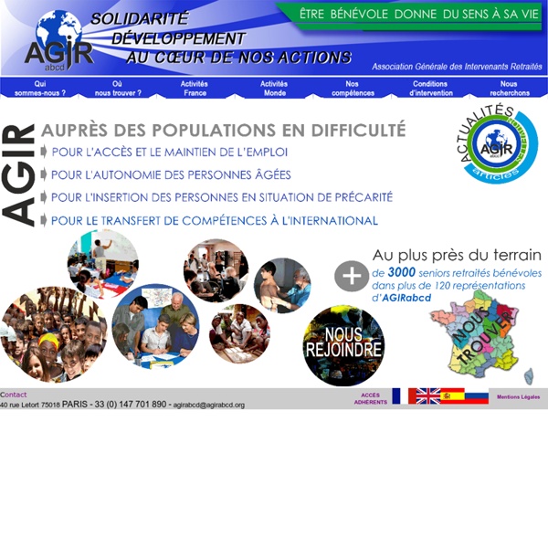 AGIRabcd national, association de seniors bénévoles intervenant en France et à l'étranger