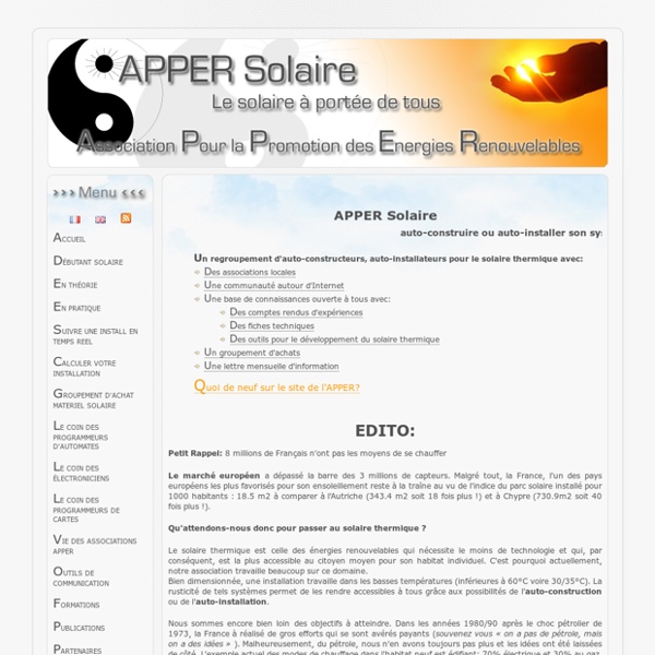 APPER Solaire - Association pour la Promotion des Energies Renouvelables