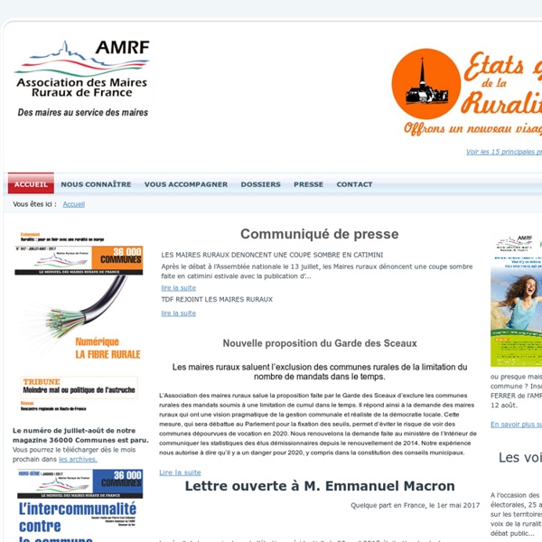 Association des Maires Ruraux de France : des maires au service des maires des communes rurales