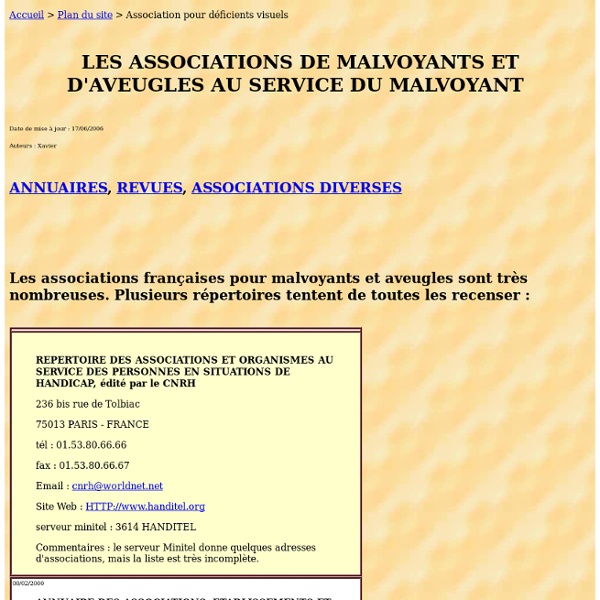 ASSOCIATIONS pour MALVOYANTS et AVEUGLES