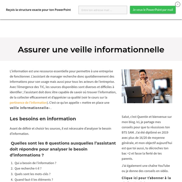 Assurer une veille informationnelle - BTS Assistant Manager