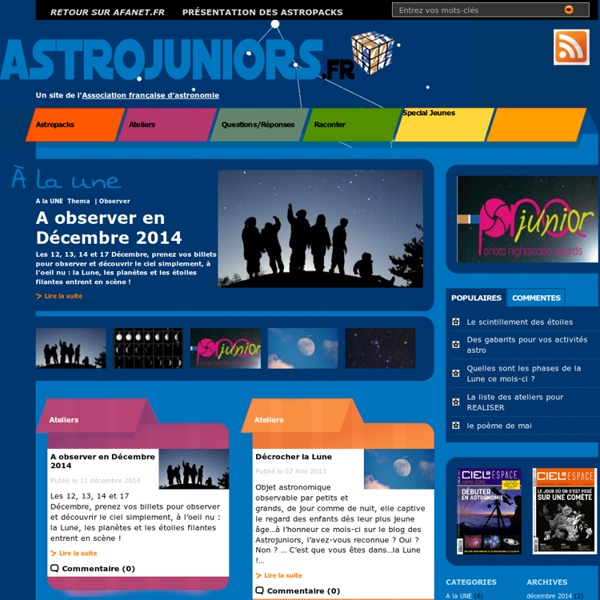 Astronomie et pédagogie au services des jeunes et des activités éducatives