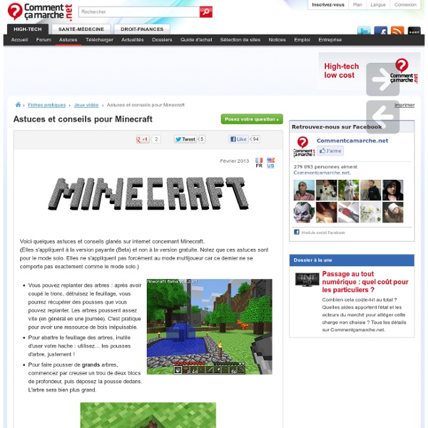 Astuces et conseils pour Minecraft