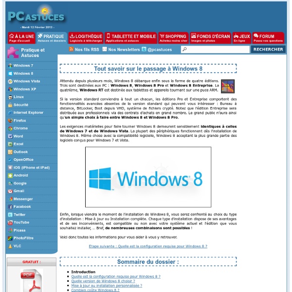 Tout savoir sur le passage à Windows 8