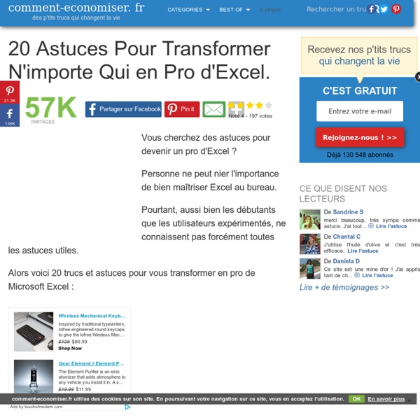 20 Astuces Pour Transformer N'importe Qui en Pro d'Excel.