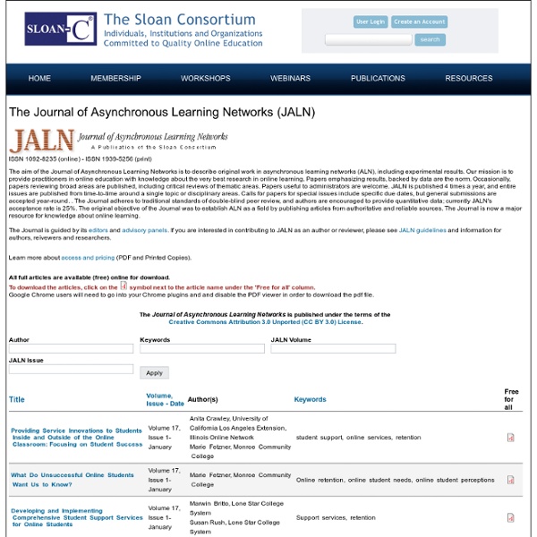 The Journal of Asynchronous Learning Networks (JALN)