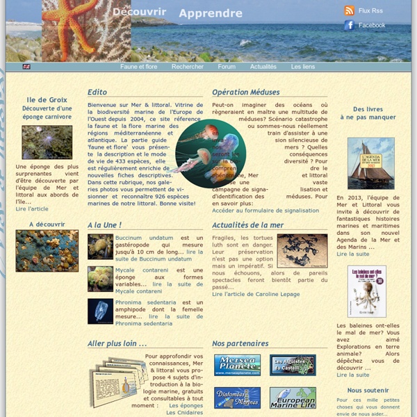 Mer et littoral - Découvrez la faune et la flore marine de l'Atlantique, la Manche, la Mer du Nord, et de la Méditerranée