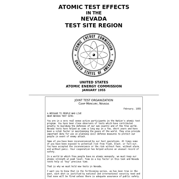 Atomic Test Effects in the Nevada Test Site Region