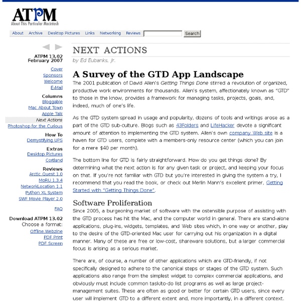 ATPM 13.02 - Next Actions: A Survey of the GTD App Landscape