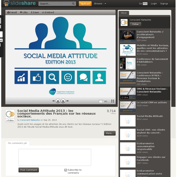 Social Media Attitude 2013 : les comportements des Français sur les...