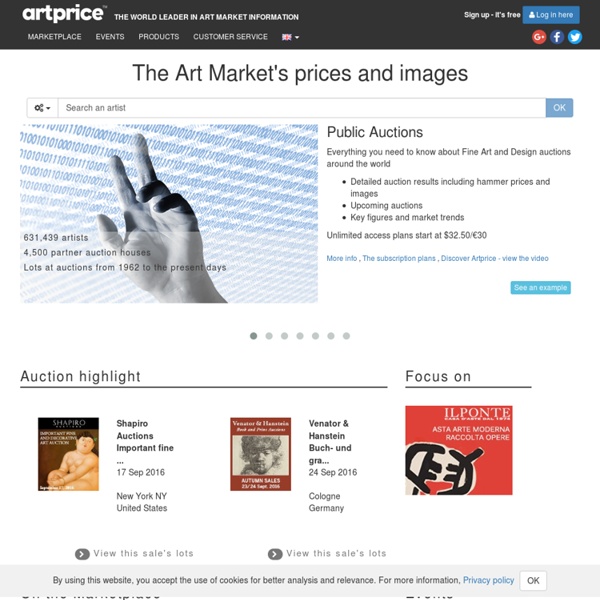 Art market, auction sales and artist’s prices and indices - Artprice, the world leader of art market information.