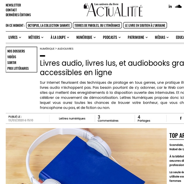 Livres audio, livres lus, et audiobooks gratuits et accessibles en ligne Pearltrees