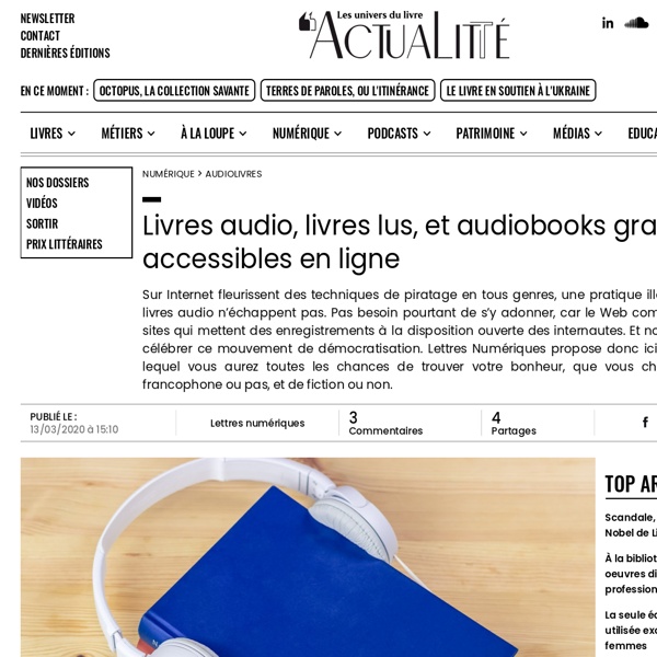 Livres audio, livres lus, et audiobooks gratuits et accessibles en ligne