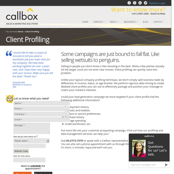 Client Profiling Services - CallboxB2B Lead Generation, Appointment Setting, Telemarketing