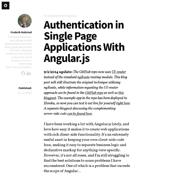 Authentication in Single Page Applications with Angular.js - A Modest Proposal