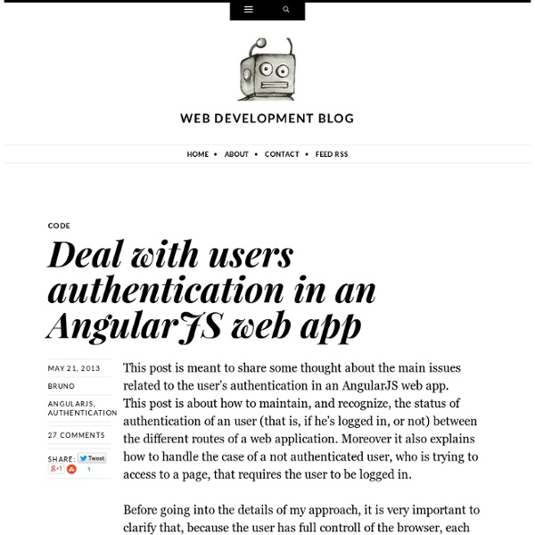 Deal with users authentication in an AngularJS web app