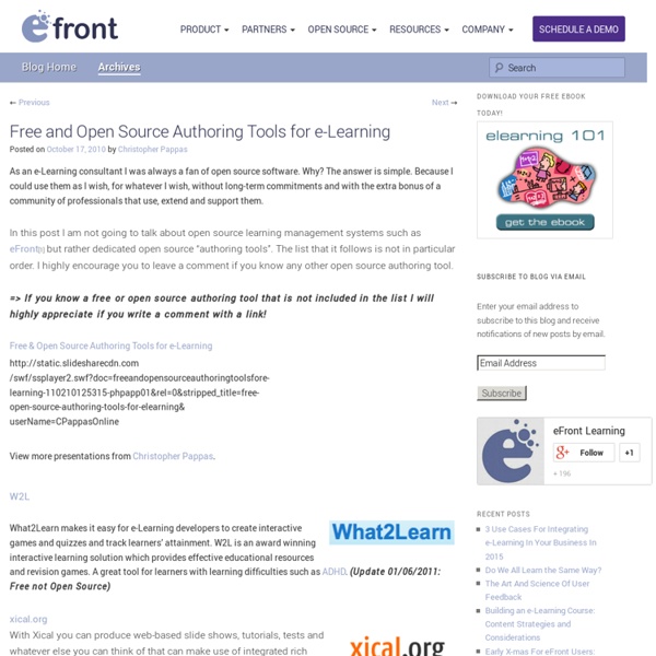 Free and Open Source Authoring Tools for e-Learning