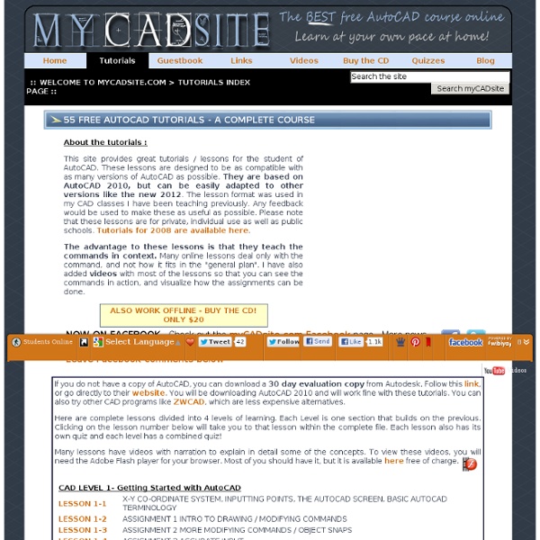 AutoCAD Tutorials for free, 2012 2013 Lessons, Videos - a Complete Course