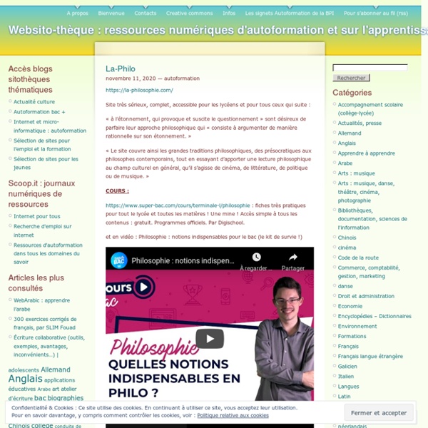 Websito-thèque : ressources numériques d'autoformation et sur l'apprentissage en ligne